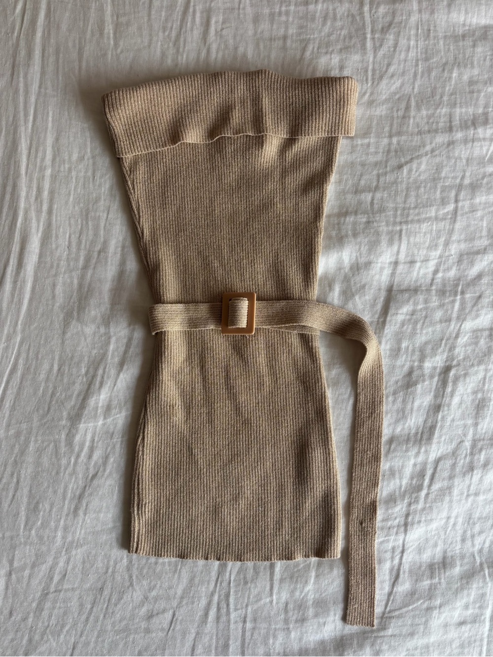 bebe Strapless Knit Top with Belt